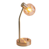 Lampe de table "Libby", lampe de table classique en métal de couleur en laiton et verre teinté en ambre, avec socket E14, pour salle à manger, salon, couloir ou bureau, 34 cm de haut