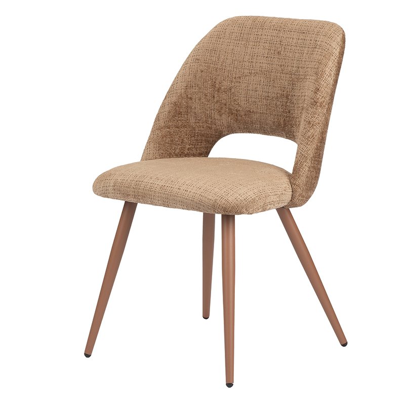 Détail du dossier arqué de la chaise d'arc caramel