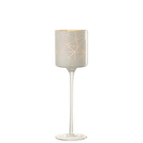 Détail du verre blanc et doré du photophore J-Line Milano