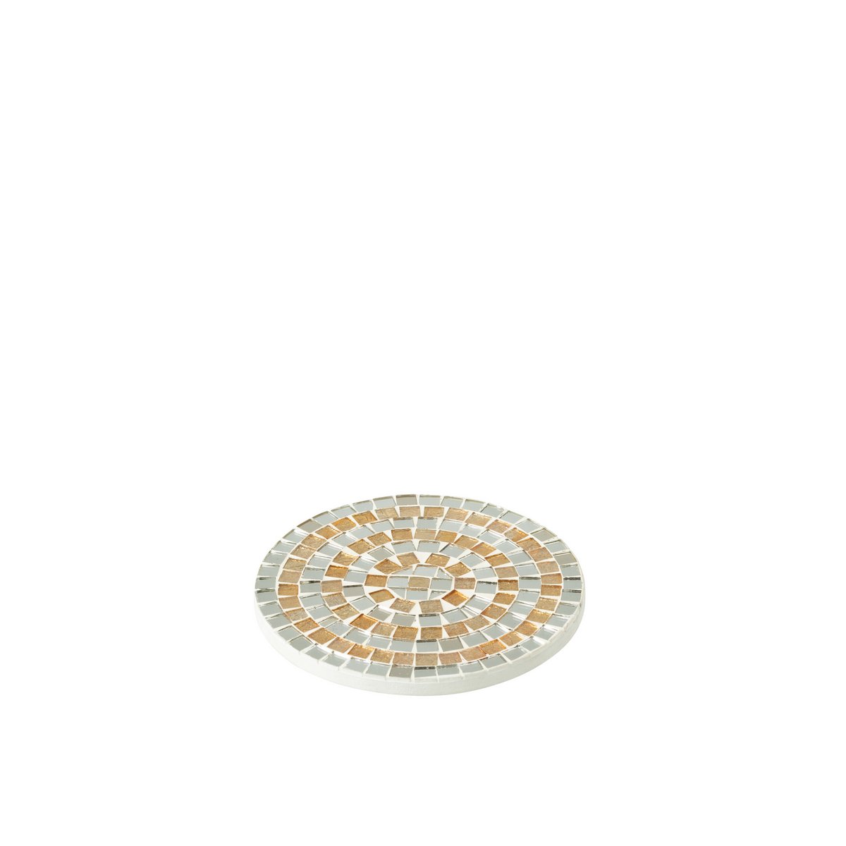 Plateau Mosaïque Verre Argent/Or J-Line, design élégant et multicolore