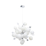 Pendant la lampe "Explosion" blanche en métal et en verre, versions G9, pour salle à manger, salon, couloir ou bureau, lampe suspendue Øca 65 cm