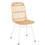 Chaise Ema Rattan J-Line vue de face avec détails en rotin et métal