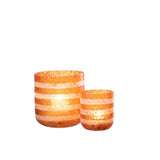 Lanterne J-Line Stripes en verre orange et blanc sur étagère