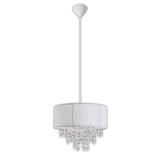 Pendard décoratif "Crystallo", lampe suspendue en métal, matériau transparent en plastique et textile blanc, socket E27, pour salle à manger, salon, couloir ou bureau, 30 cm de diamètre