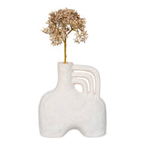 Détail du vase en céramique beige montrant la texture