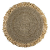 Tapis rond en jonc de mer 100/120 cm | Tapis à pompons DASA (2 tailles)