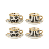 Ensemble de 4 tasses et bol J-Line en céramique multicolore, élégant et moderne.