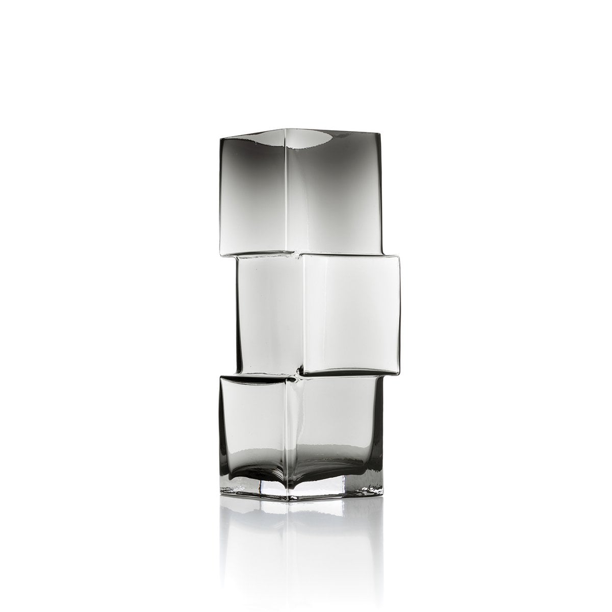 Vase Rummikub gris foncé avec silhouette cubique en verre recyclé