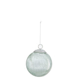 Boule de Noël Crackle en verre menthe de J-Line, vue de face