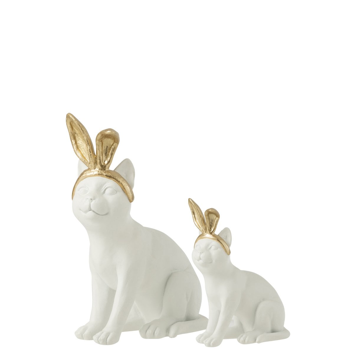 Oreille de Chat en polyrésine dorée et blanche, vue avant