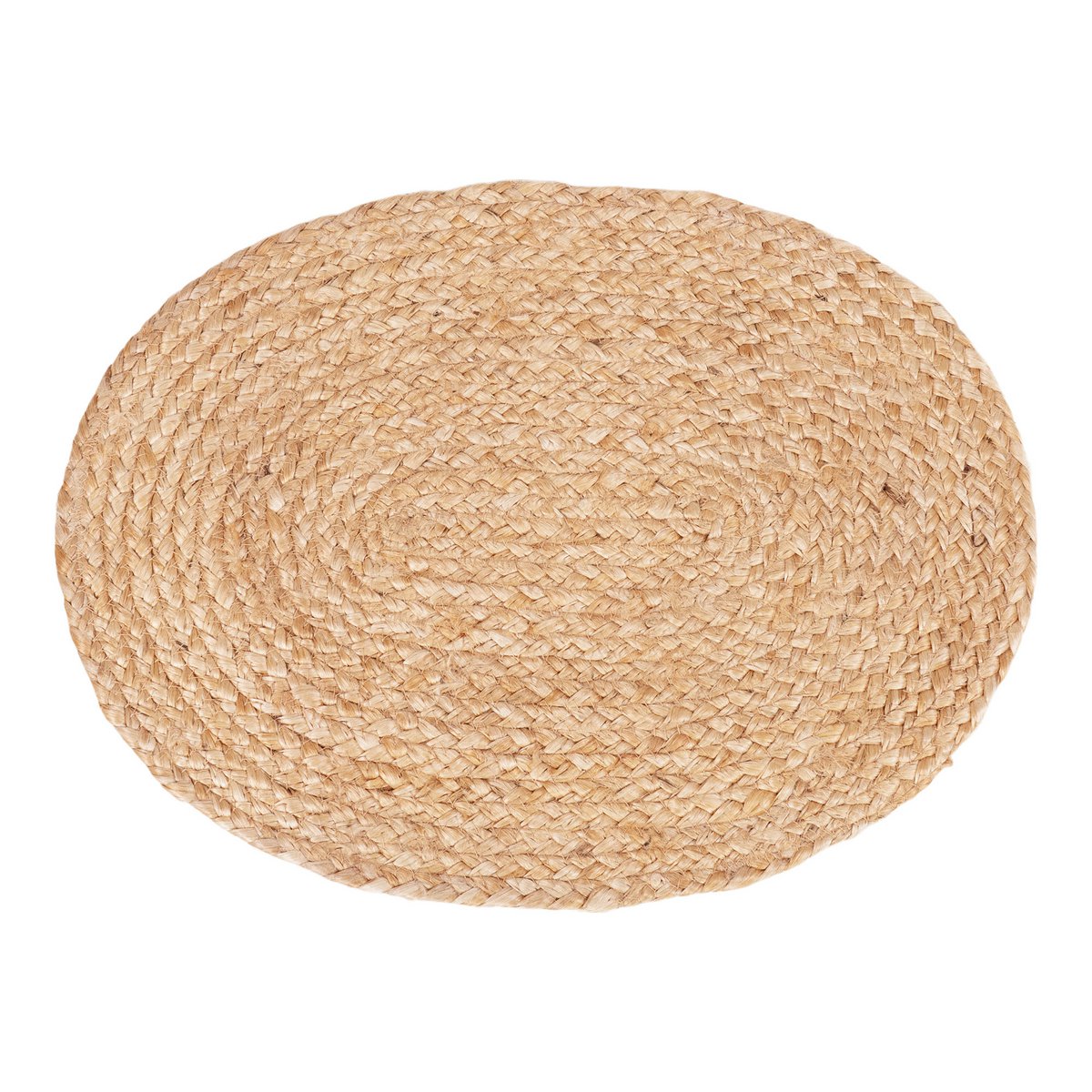 Ensemble de quatre sets de table Bombay, texture jute tressée en gros plan.