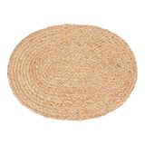 Ensemble de quatre sets de table Bombay, texture jute tressée en gros plan.