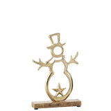 Bonhomme de Neige Étoile J-Line en aluminium et bois doré, décoration de Noël