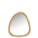 Vue rapprochée du miroir J-Line montrant le détail du rotin tressé