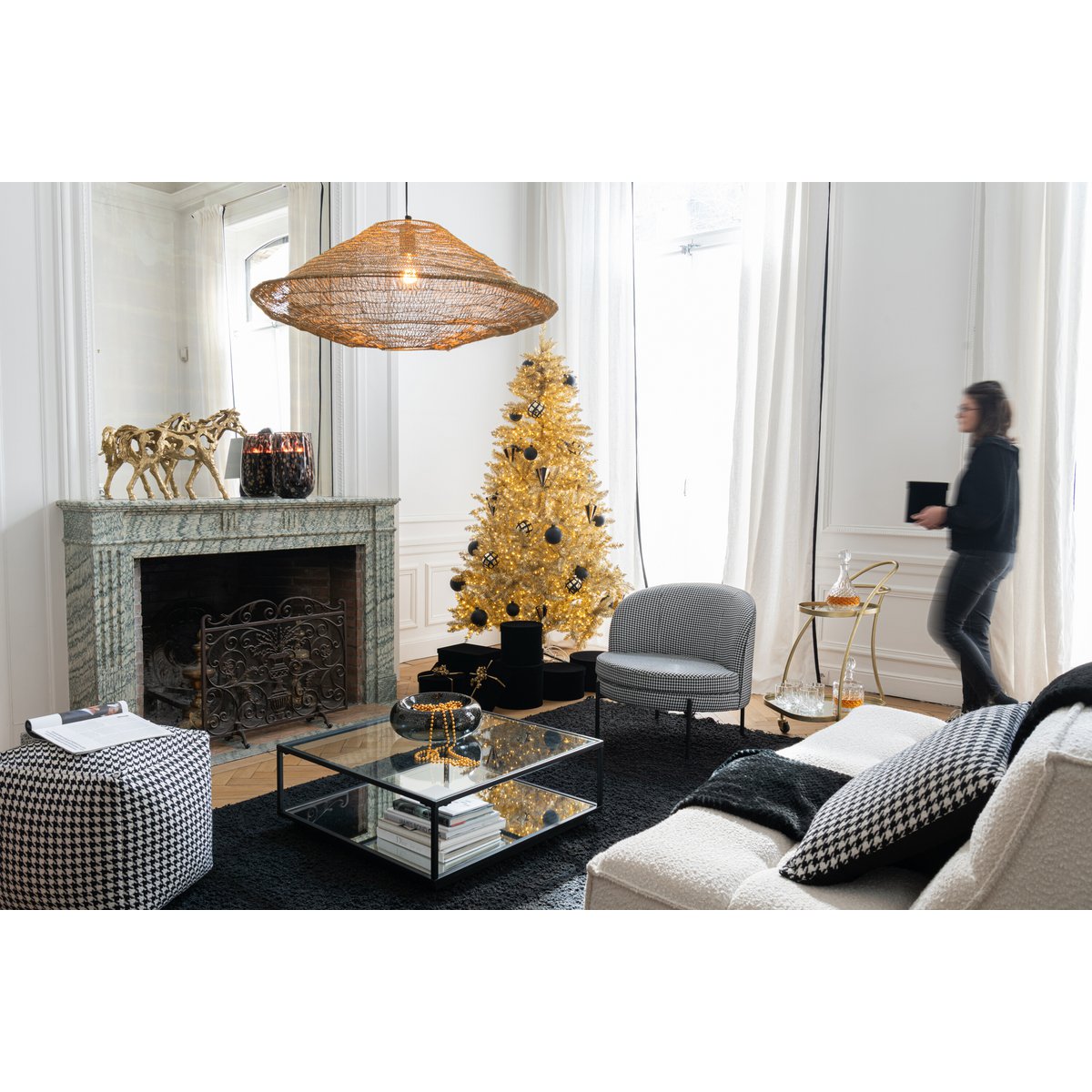 Chaise J-Line Pied-De-Poule en ambiance cosy