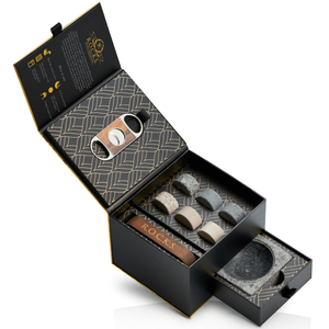 Set cendrier à cigares en granit marron et noir
