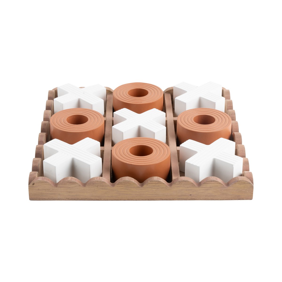Jeu Tic Tac Toe de Present Time avec blocs en bois et tons doux