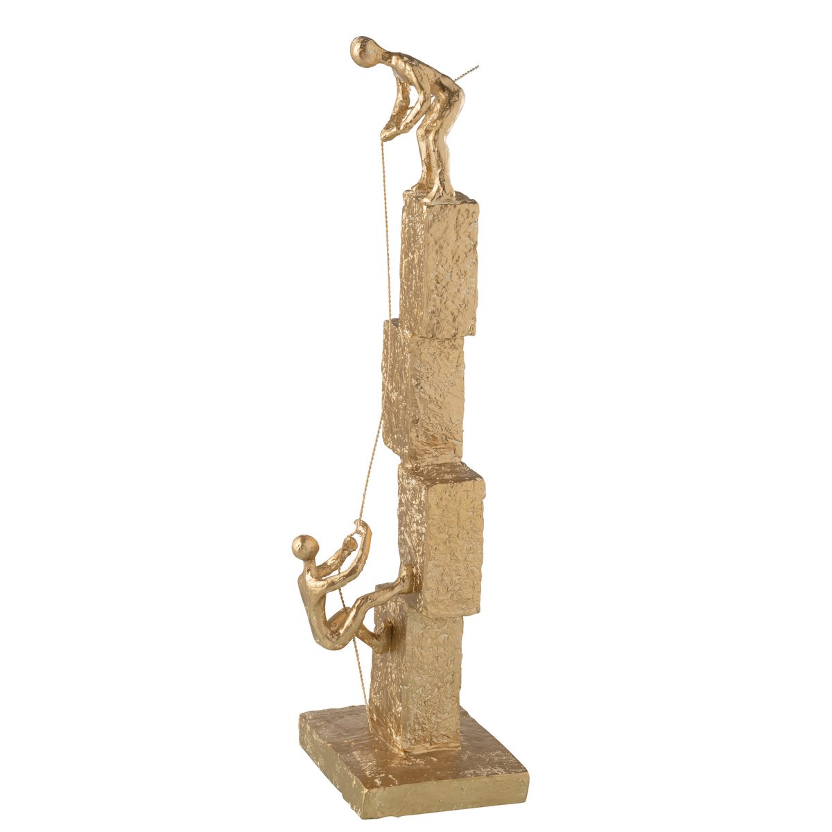 Figurine décoration moderne J-Line en polyresin doré, vue de face