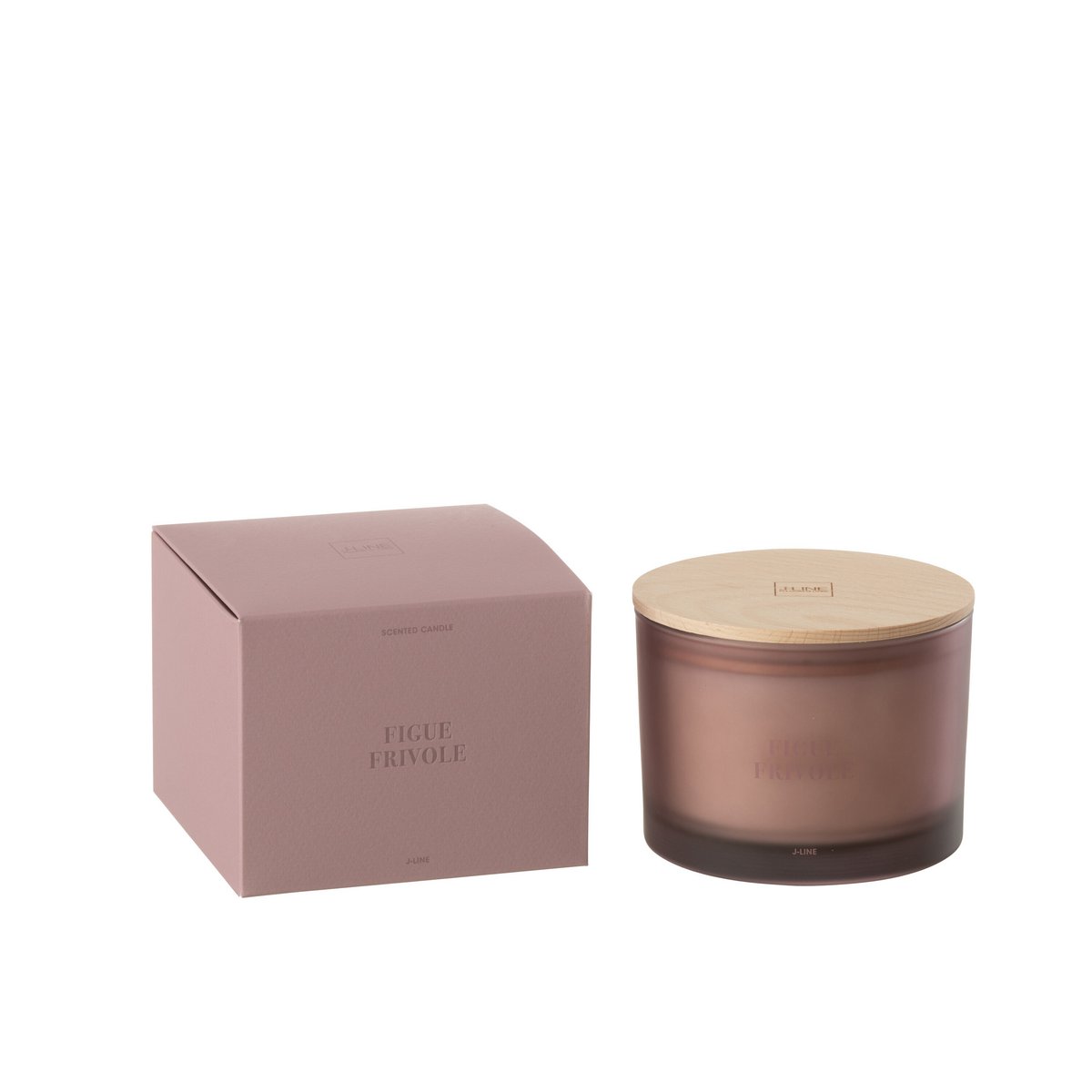 Bougie J-Line Figue Frivole en céramique mauve, vue de face.