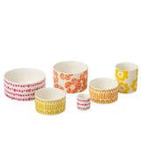 Set de 6 bols apéro J-Line en céramique multicolore sur plateau en bambou