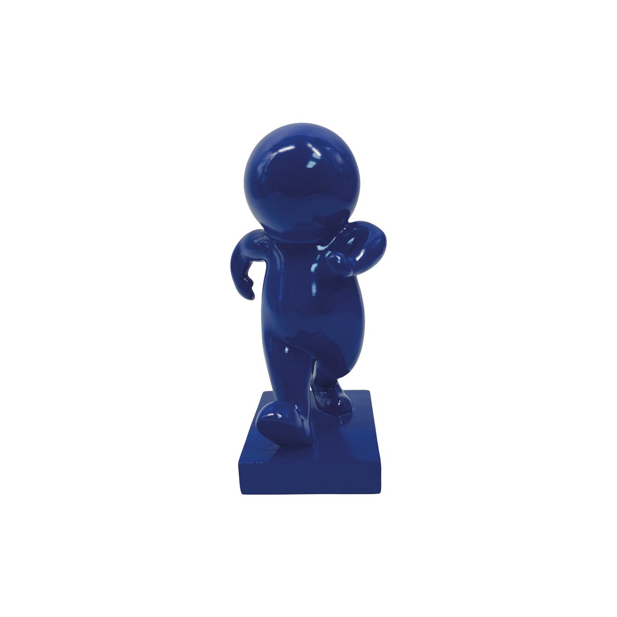 Statue Amigo Marchant bleu en polyresine, vue de face