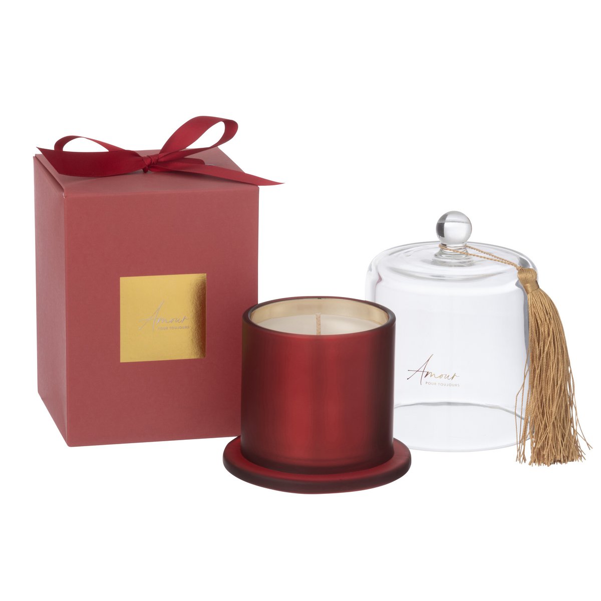 Bougie Parfumée J-Line Stolp Amour Rouge - vue avant avec détail de la texture