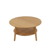 Table d'appoint ronde en bambou naturel vue de face