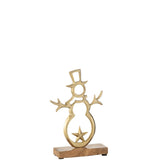 Bonhomme de Neige Étoile J-Line en aluminium et bois doré, décoration de Noël élégante