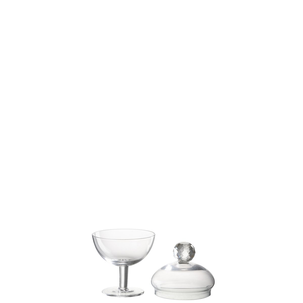 Pot de rangement J-Line Diamand en verre cristal transparent - vue de face