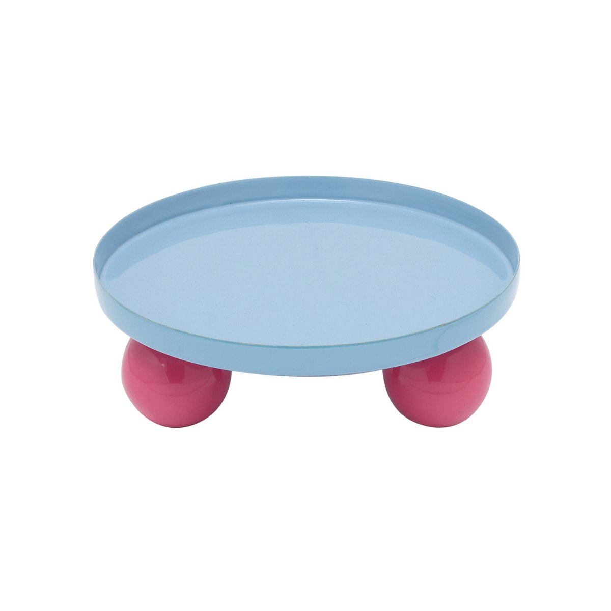 Plateau Double Funky Rond en bleu avec pieds sphériques