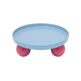 Plateau Double Funky Rond en bleu avec pieds sphériques
