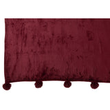 Pompon à carreaux J-Line - polyester - bordeaux - 170 x 130 cm
