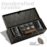 Coffret de dégustation whisky avec verres et pierres en granit