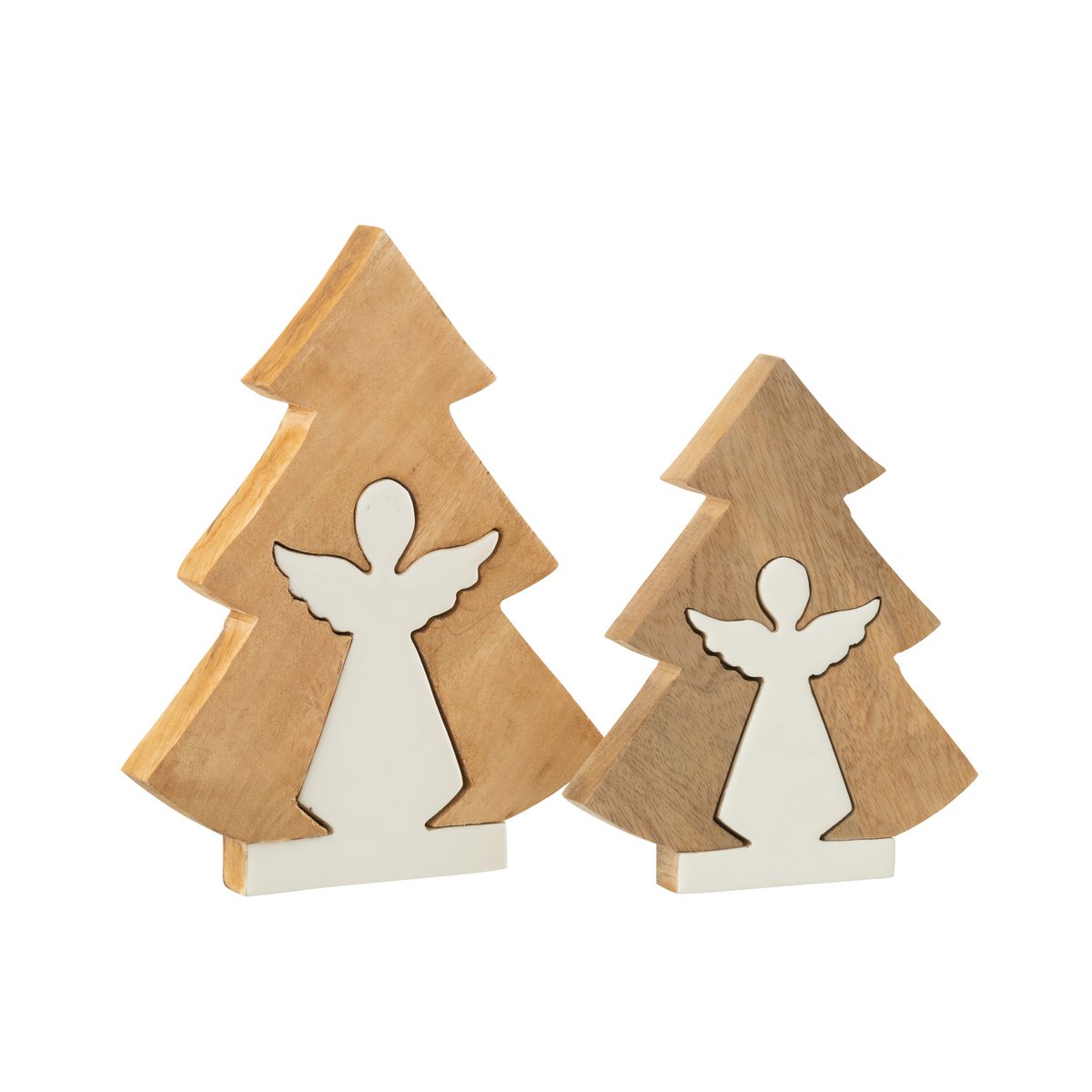 Détail de la décoration Ange Dans Arbre en bois, mettant en avant la texture