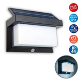Lampe murale extérieure solaire LED avec détecteur de mouvement, pour l'extérieur, lampe murale - plastique en noir, avec LED intégrée