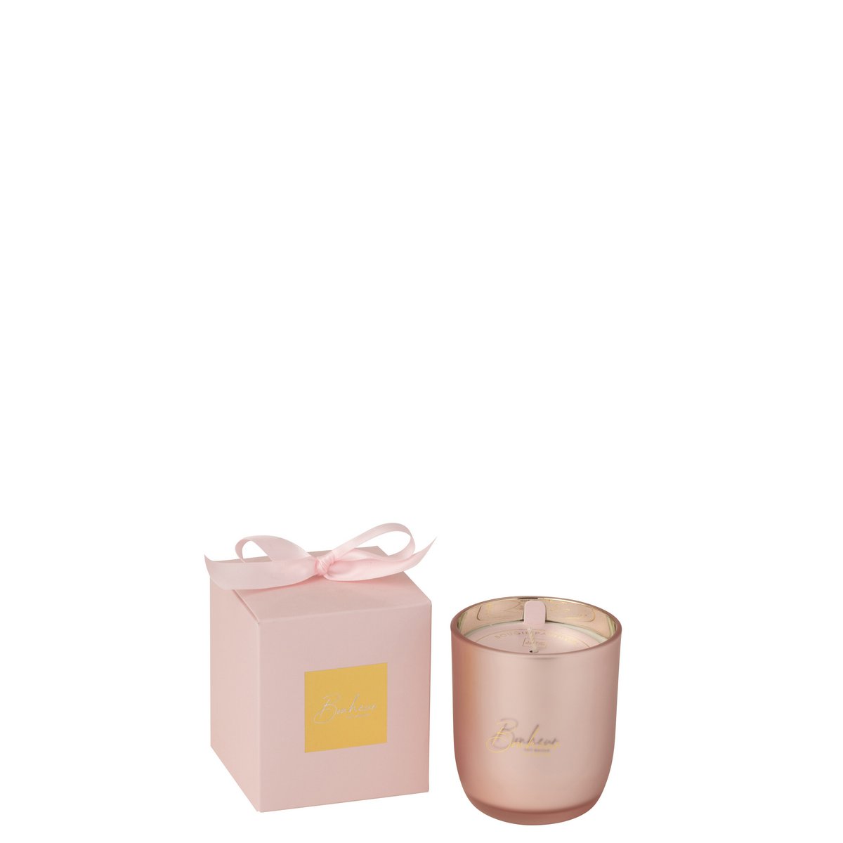 Bougie parfumée J-Line Bonheur Rose Petite, élégante et raffinée, couleur rose, idéale pour décoration intérieure.