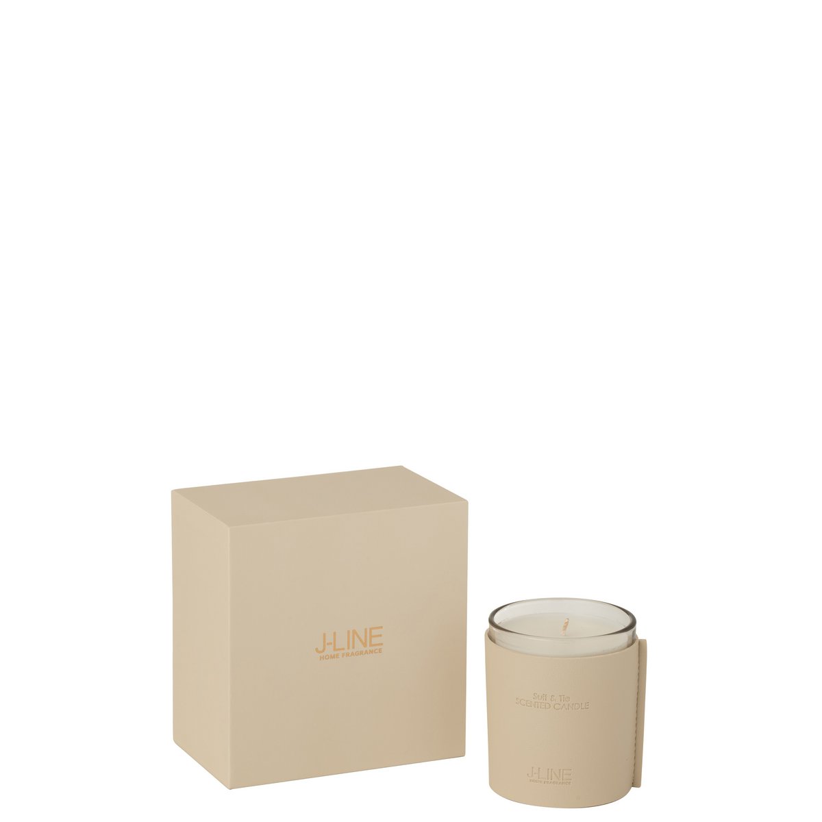 Bougie parfumée J-Line Bei 36h, couleur beige naturel, vue de face