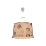 Pendentif textile "imprimé", jeune vivant, lampe suspendue, textile en marron, socket e27, pour salle à manger, salon, couloir ou bureau, Ø40 cm