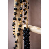 Les Perles en Bois avec Pompon en Coton - Noir