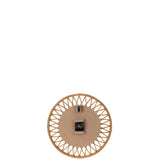 Horloge J-Line Klok Wonder en rotin naturel, vue de face avec détails du cadran.