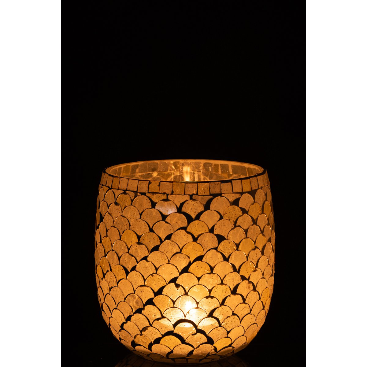 Lanterne J-Line Mosaic avec bougie allumée
