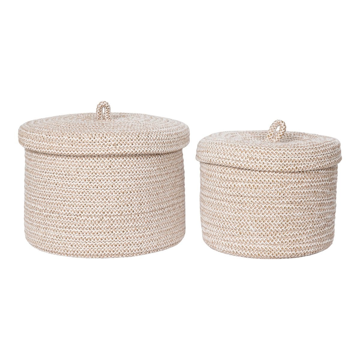Panier Sebal en coton beige avec couvercle, vue de face