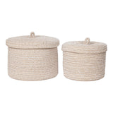 Panier Sebal en coton beige avec couvercle, vue de face