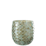 Lanterne J-Line Mosaic en verre aqua, vue de face