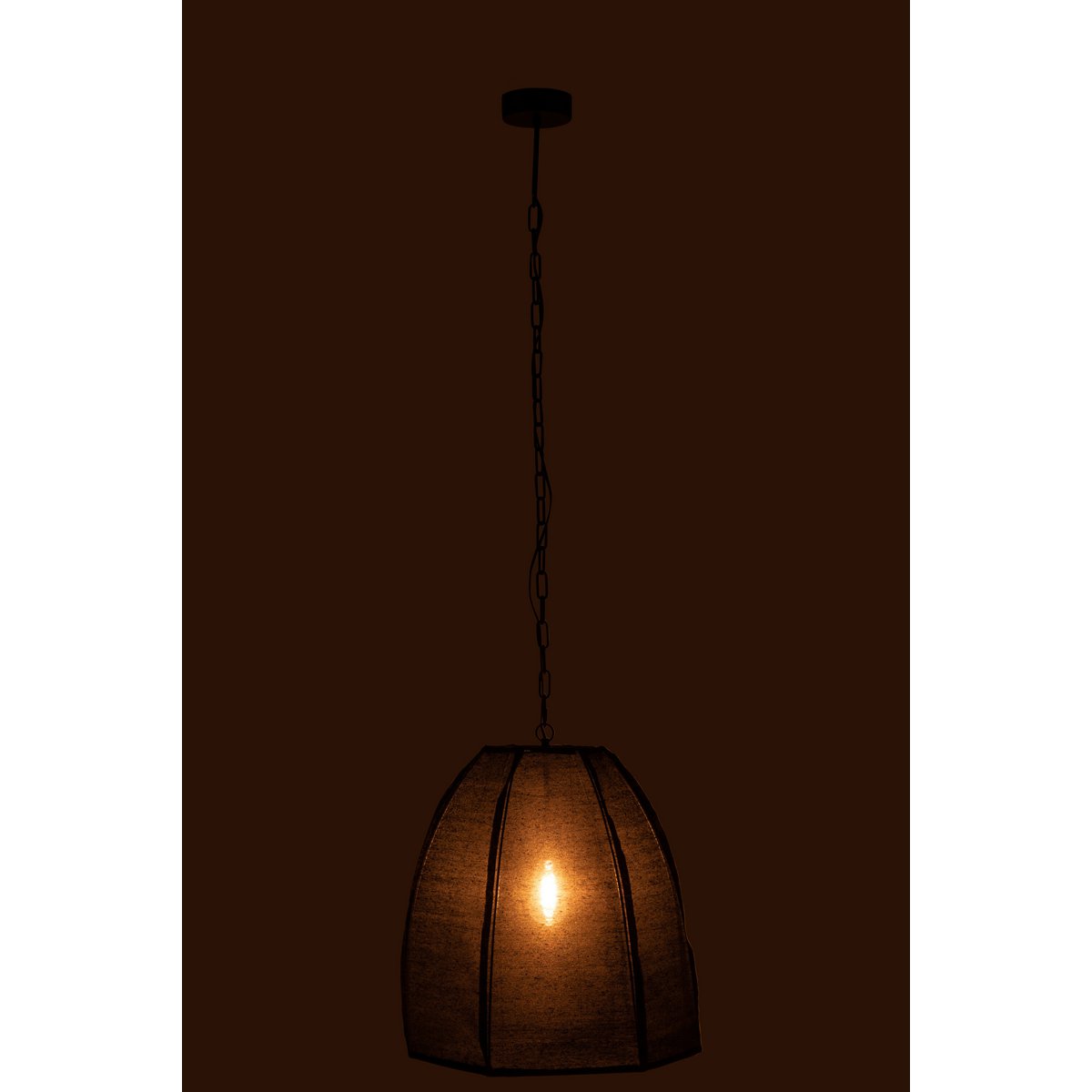 Plafonnier Poire Lin Noir J-Line - Gros plan sur la texture du lin et du fer.