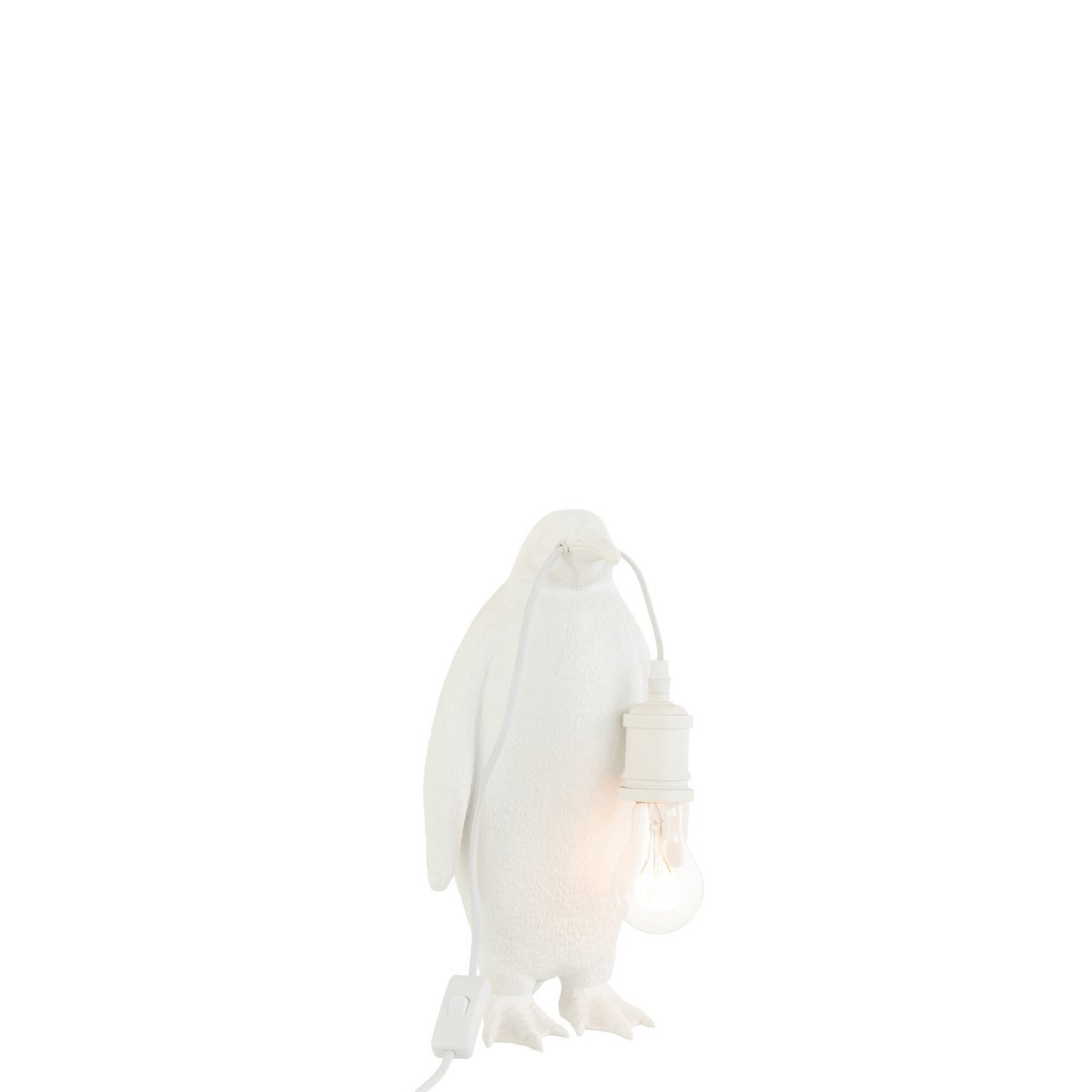 Lampe de table J-Line Penguin en polyresin blanc vue de face
