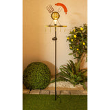 Spit de terre solaire LED H: 130 cm (barbecue), pour les brochettes à l'extérieur, en métal et en plastique en rouille, avec une LED intégrée