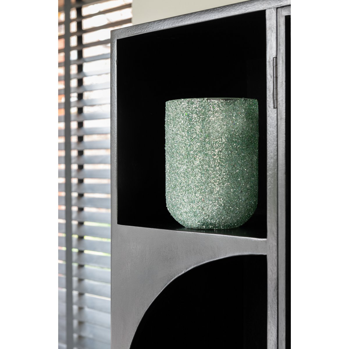 Bougeoir J-Line Fore en verre vert - détail du matériau
