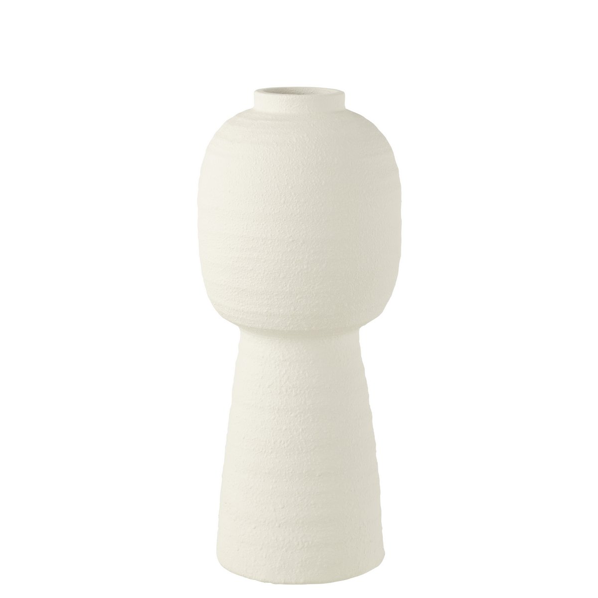 Vase J-Lantern en céramique blanche, vue de côté montrant sa hauteur de 50 cm
