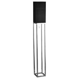 Lampe debout "Alfa", lampadaire moderne en métal et textile en chrome / gris foncé, avec une prise E27, 150,5 cm de haut, lampe chic pour le couloir, le salon et le bureau